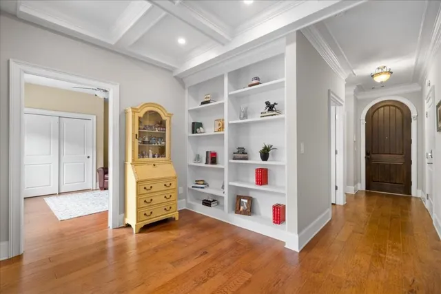 a living room with furniture and decor