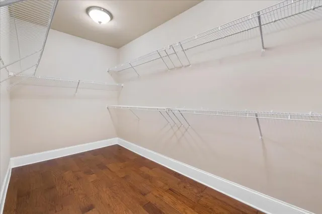 a view of a room with racks on the wall