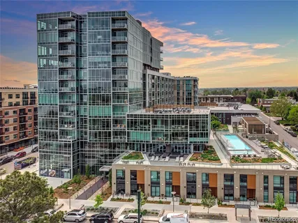 a front view of a multi story building