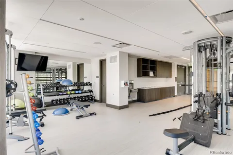 a view of a room with gym equipment