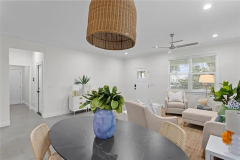 a room with furniture and a potted plant