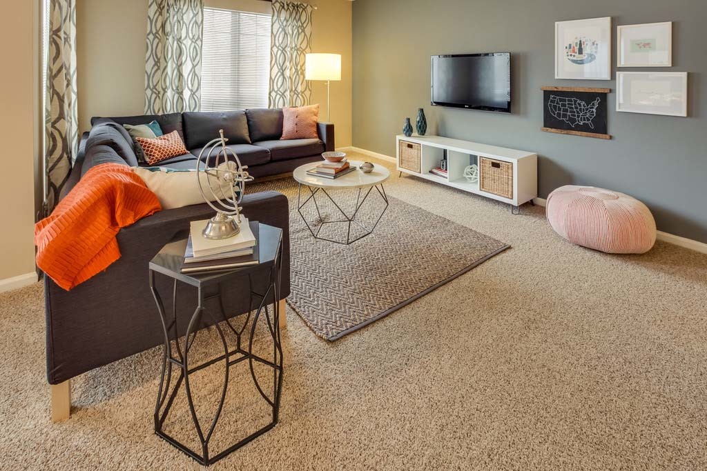 240 Lincoln Oaks Drive, Unit 1501 Willowbrook, IL 60527 - Photo 3 of 29 a living room with furniture a flat screen tv and a table