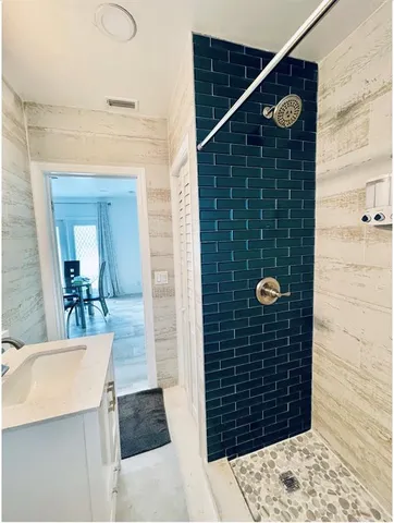 a bathroom with a shower