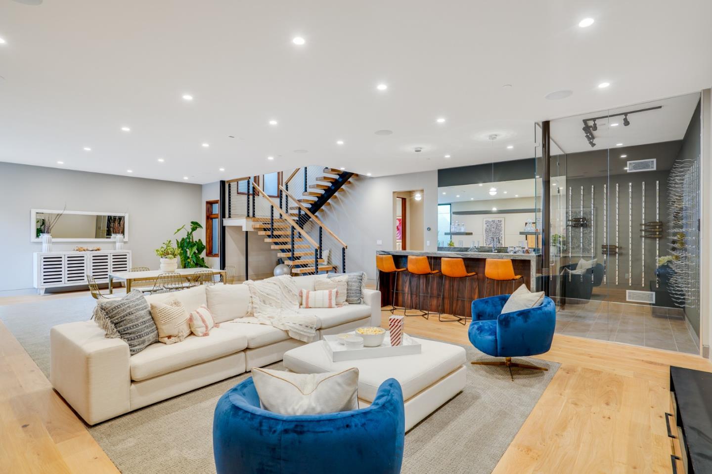 67 Lyell Street Los Altos, CA 94022 - Photo 15 of 31 a living room with furniture and kitchen view