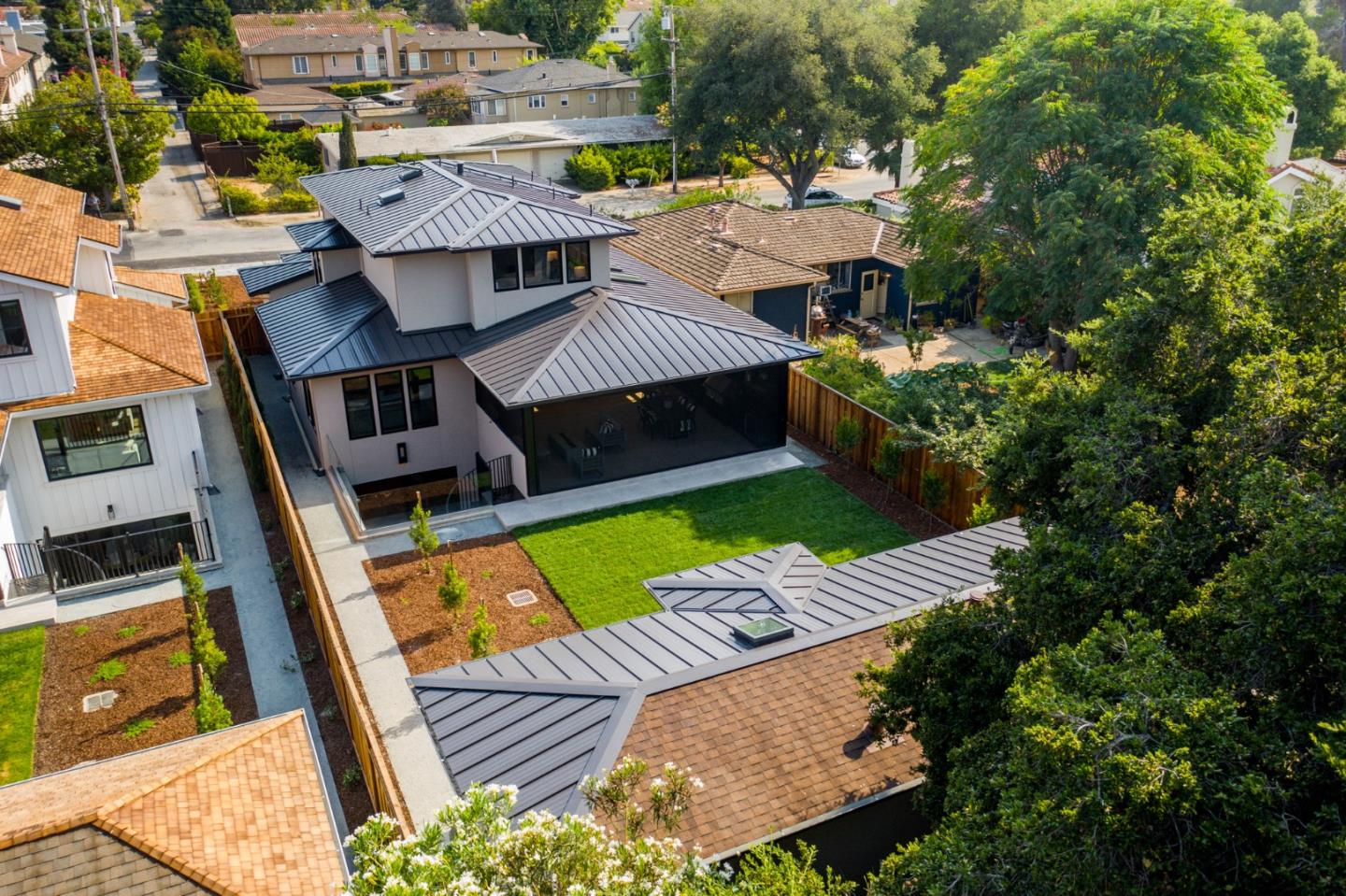 67 Lyell Street Los Altos, CA 94022 - Photo 31 of 31 an aerial view of a house with pool patio and outdoor seating