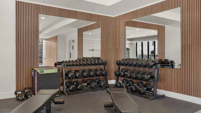 a view of a room with gym equipment