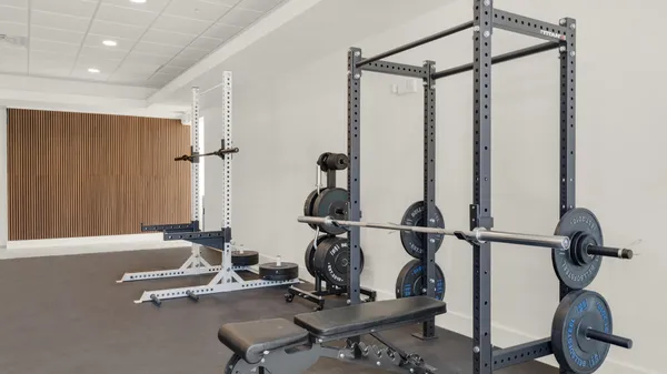 a room with gym equipment