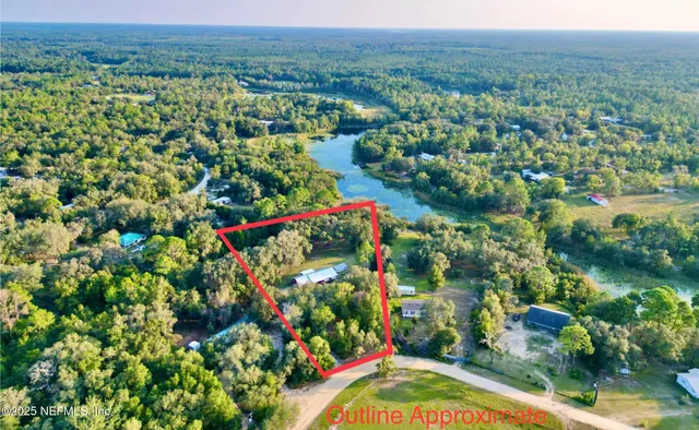 a view of a city with lush green forest