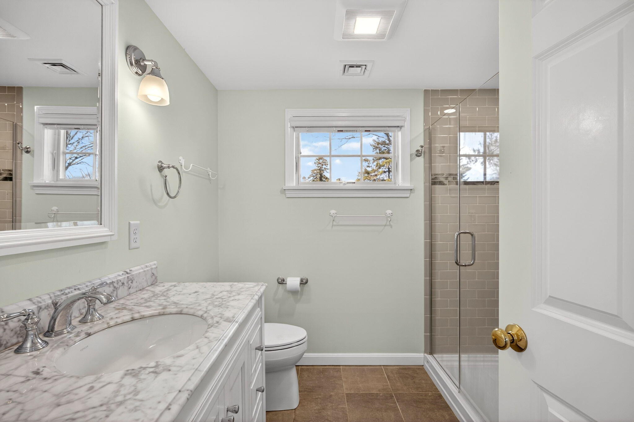 474 Davisville Road East Falmouth, MA 02536 - Photo 44 of 66 a bathroom with a granite countertop sink toilet and shower