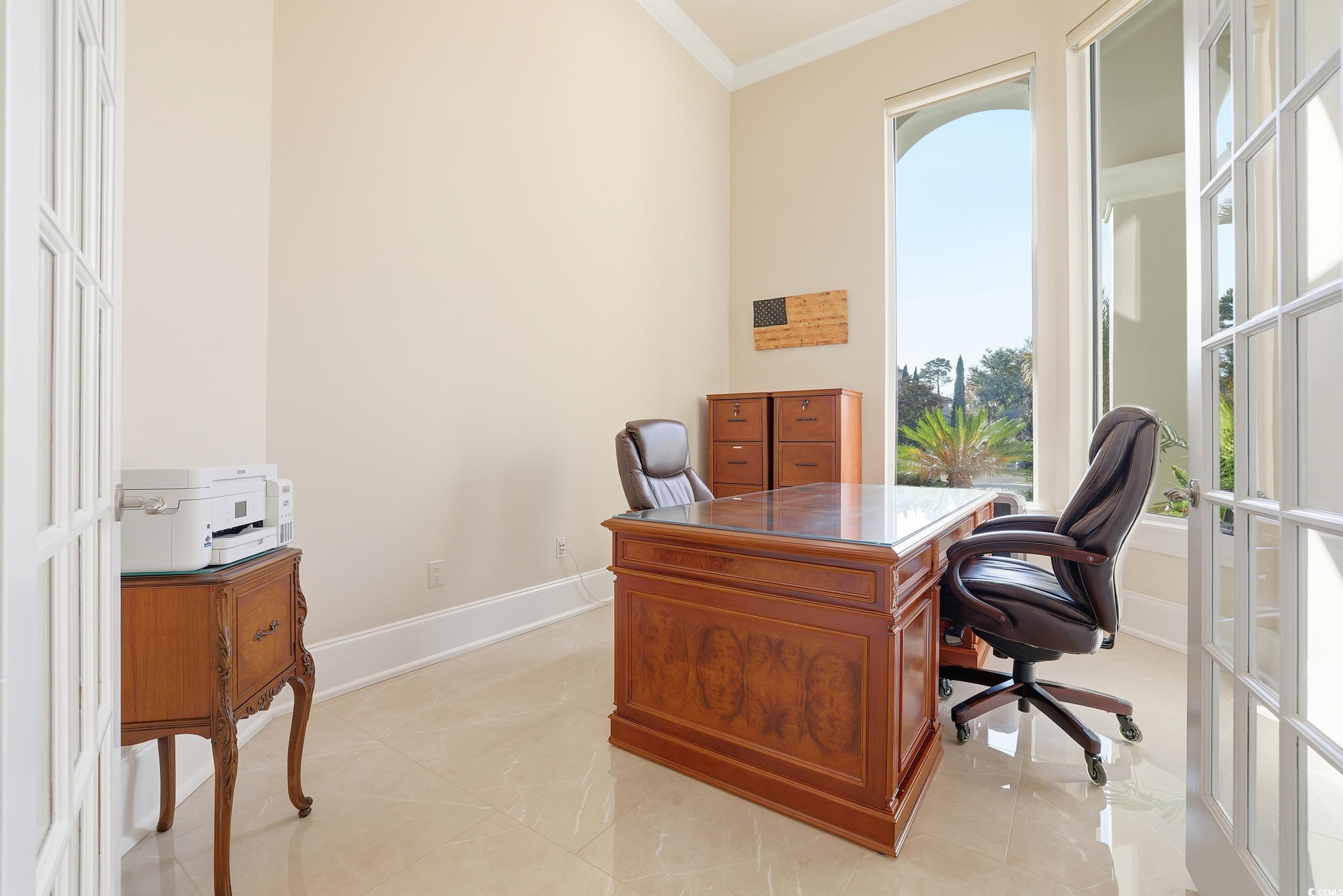 345 Posada Drive Myrtle Beach, SC 29572 - Photo 12 of 39 Office featuring ornamental molding and french doors