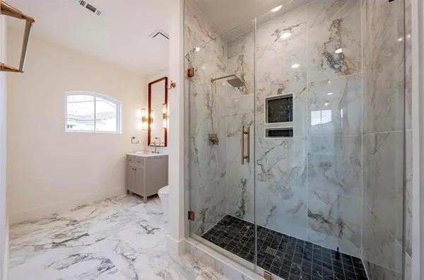 a bathroom with a shower