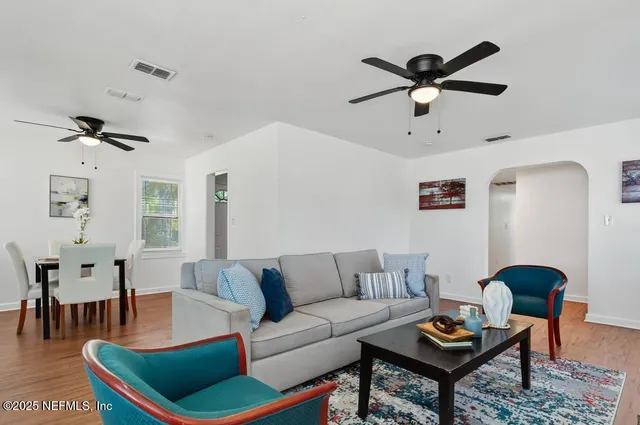 a living room with furniture