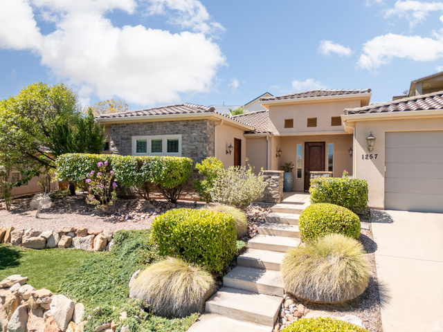 1257 West 2320 South St. George, UT 84770 - Photo 44 of 55 Mediterranean-style facade featuring stucco and stone accents