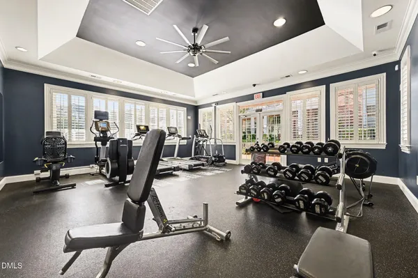 a view of a room with gym equipment
