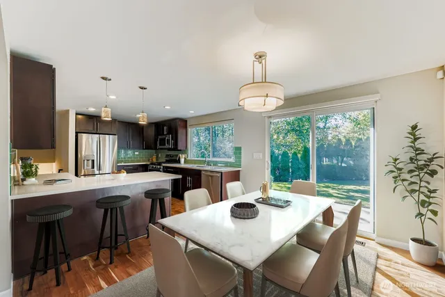 a view of a dining room and livingroom view