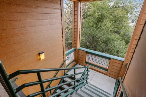 a view of a town with mountains in the background