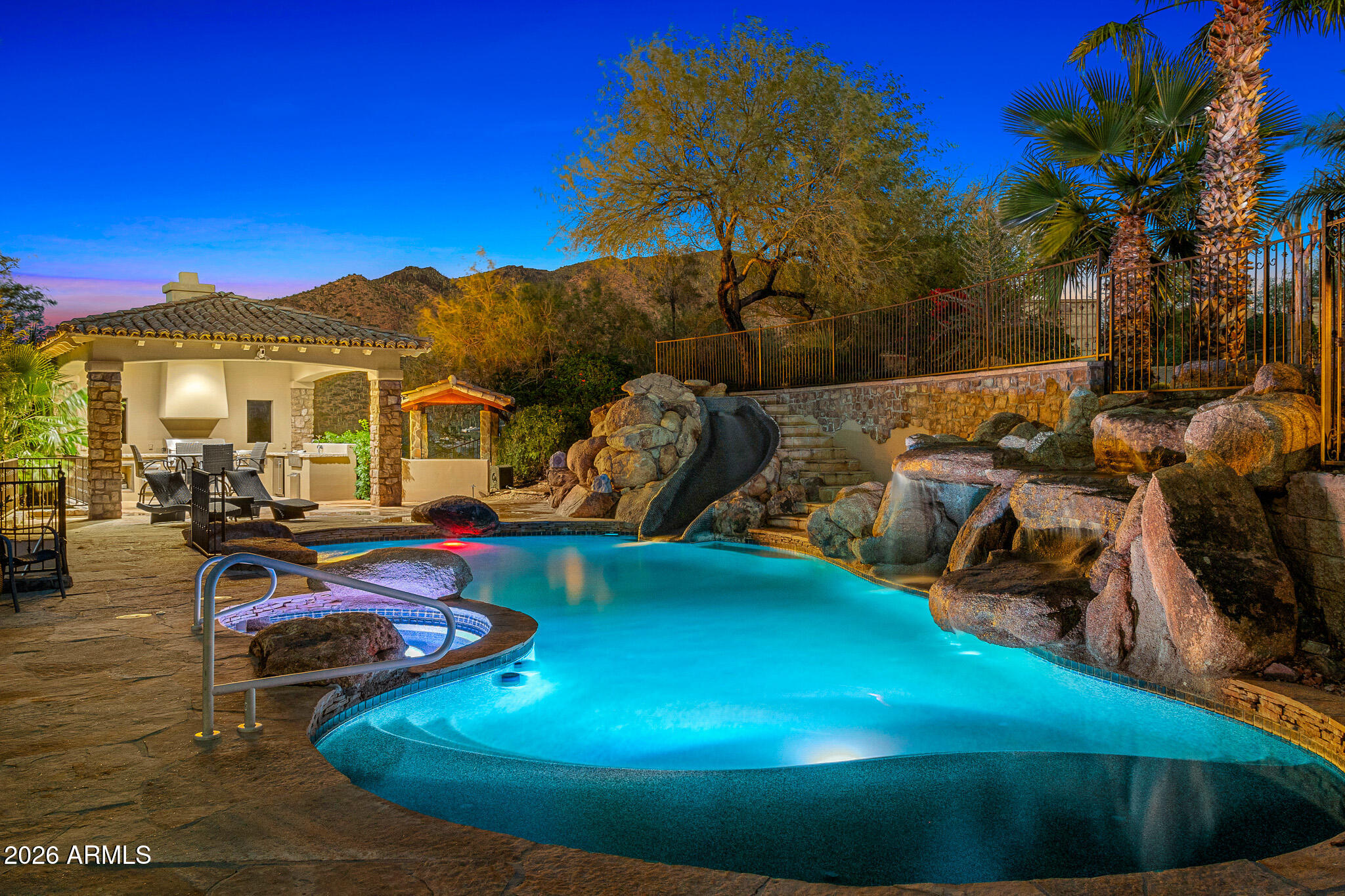 42820 North Fleming Springs Road Cave Creek, AZ 85331 - Photo 67 of 88 70pool and spa lounge_twilight