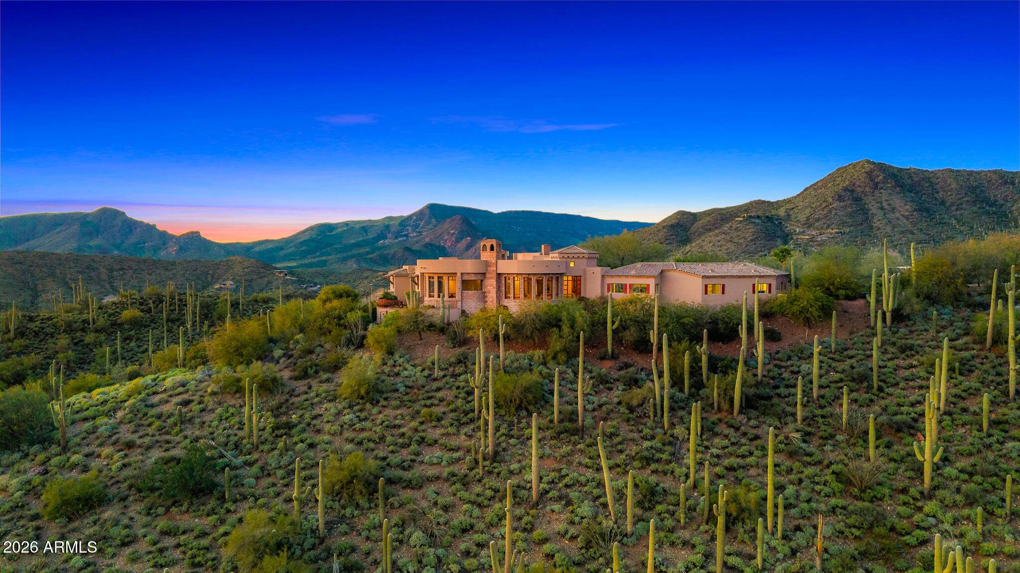 42820 North Fleming Springs Road Cave Creek, AZ 85331 - Photo 81 of 88 84front of property_aerial twilight4