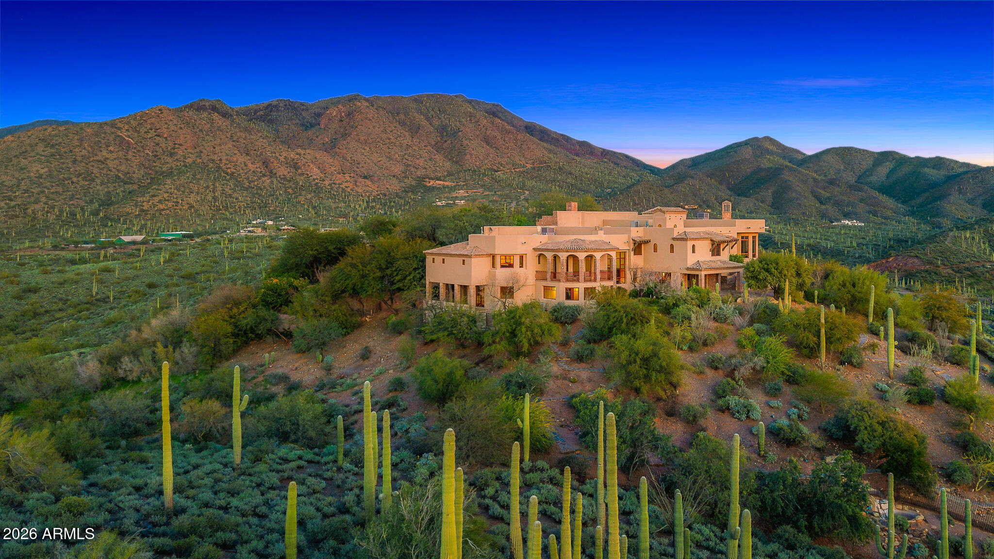 42820 North Fleming Springs Road Cave Creek, AZ 85331 - Photo 83 of 88 86front of property_aerial twilight3