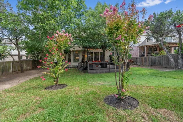 a deck view with a seating space