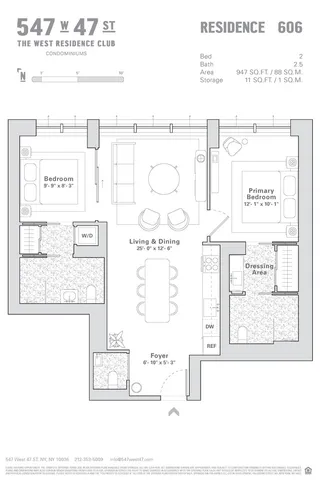 $1,480,000 | 547 West 47th Street, Unit 606 | Hell's Kitchen