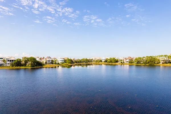 an aerial view of a house with a garden