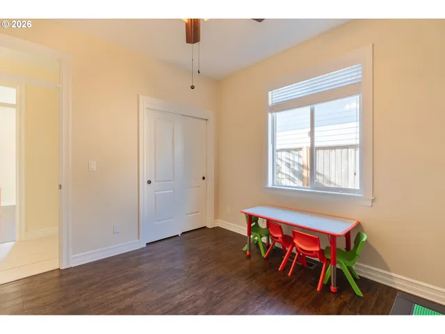 a workspace with furniture and a window