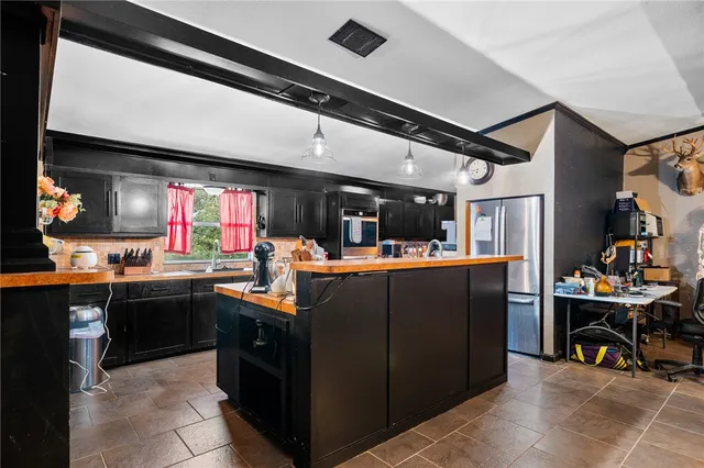 a kitchen with lots of counter top space
