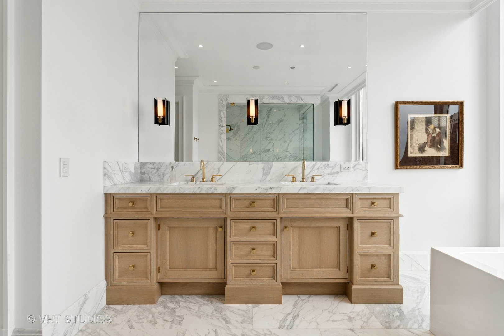 9 West Walton Street, Unit 1901 Chicago, IL 60610 - Photo 33 of 64 a bathroom with a granite countertop sink mirror and