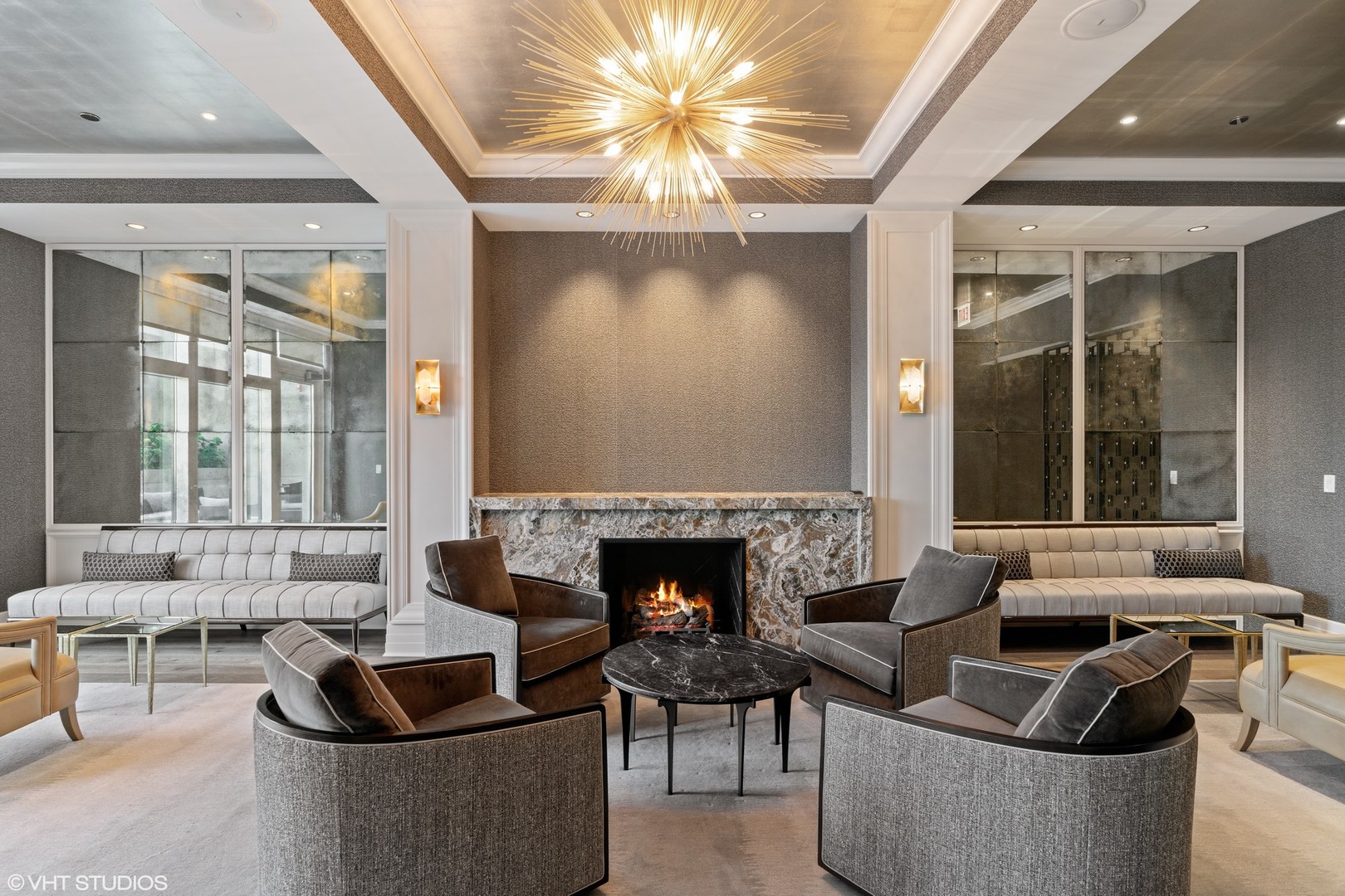 9 West Walton Street, Unit 1901 Chicago, IL 60610 - Photo 63 of 64 a living room with furniture and a fireplace