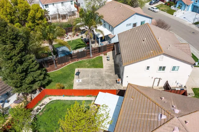 an aerial view of a house
