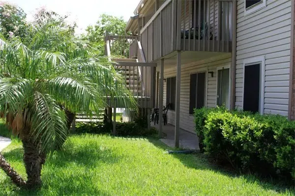 a view of playground with a slide