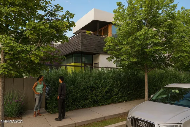 a view of a pathway both side of house