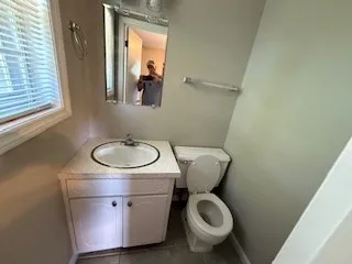 a view of a small space with a window