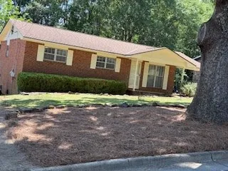 a view of a yard in front of a house
