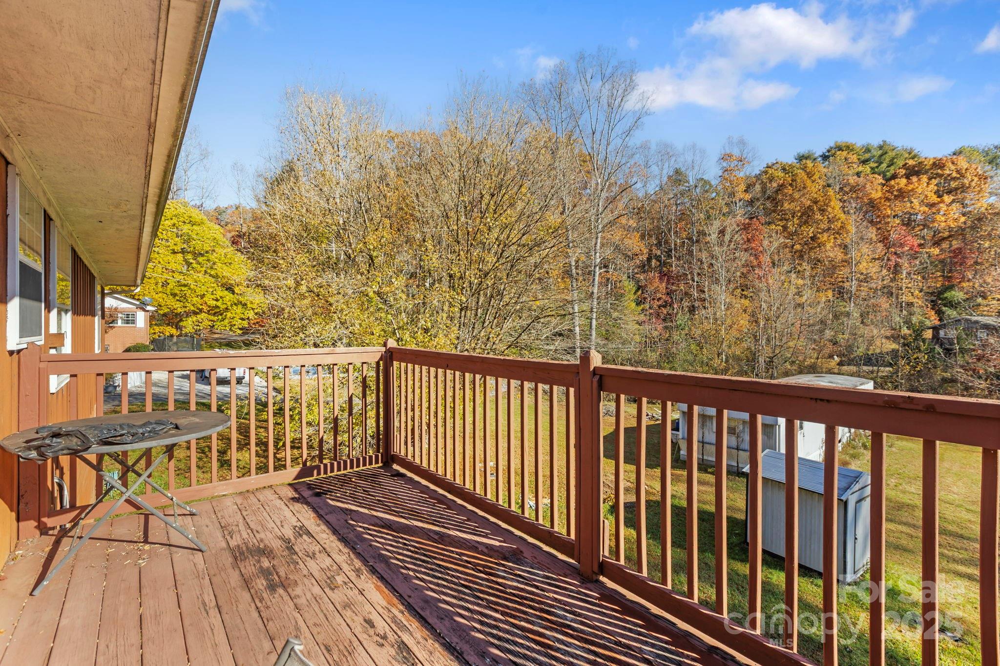 150 Trent Road Brevard, NC 28712 - Photo 5 of 22 a balcony with wooden floor and fence