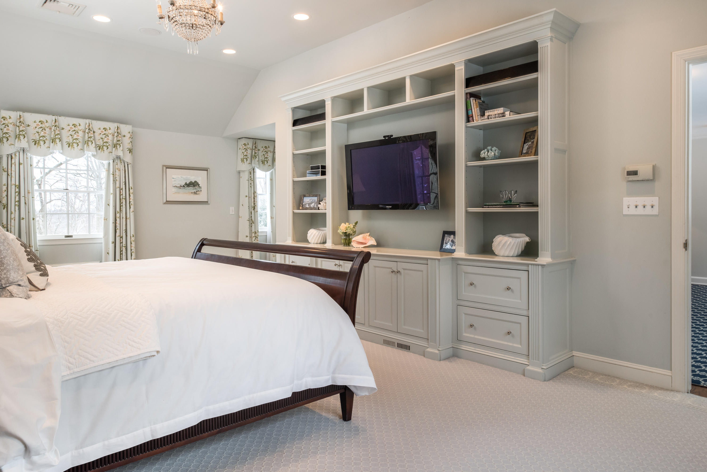 55 Maywood Road Darien, CT 06820 - Photo 12 of 23 a bedroom with a bed and a flat screen tv