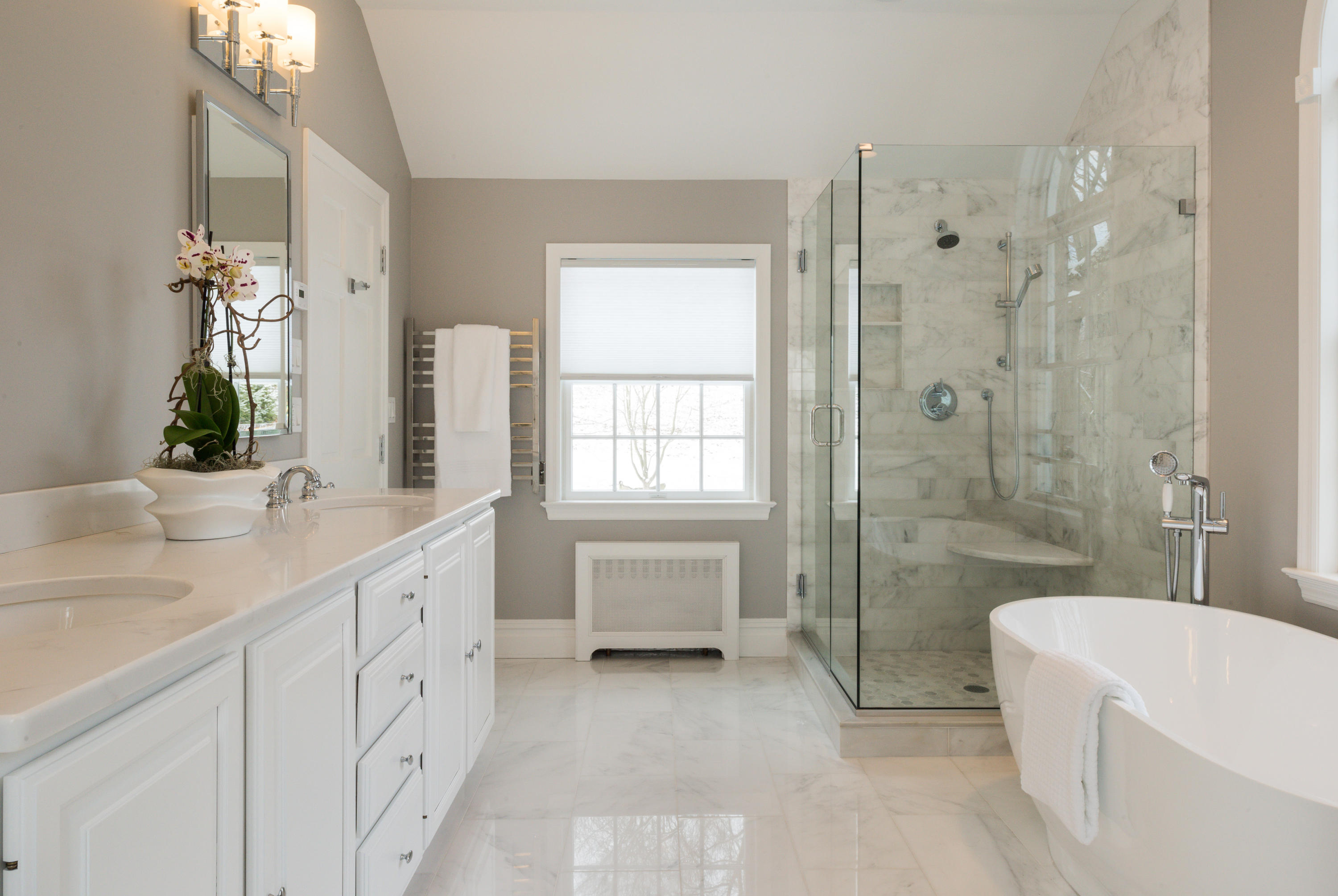 55 Maywood Road Darien, CT 06820 - Photo 13 of 23 a bathroom with a tub sink shower and two mirror