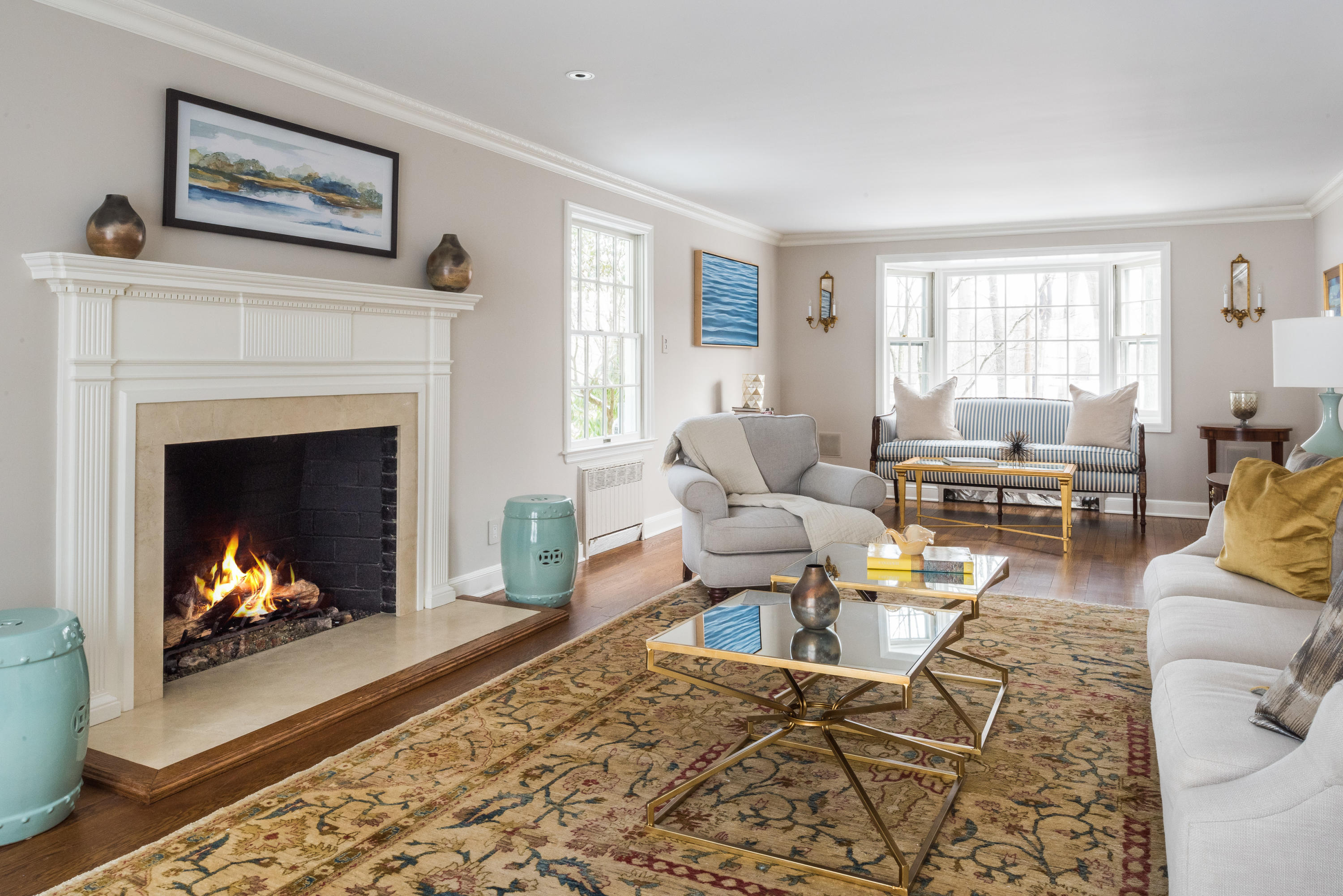 55 Maywood Road Darien, CT 06820 - Photo 6 of 23 a living room with furniture and a fireplace
