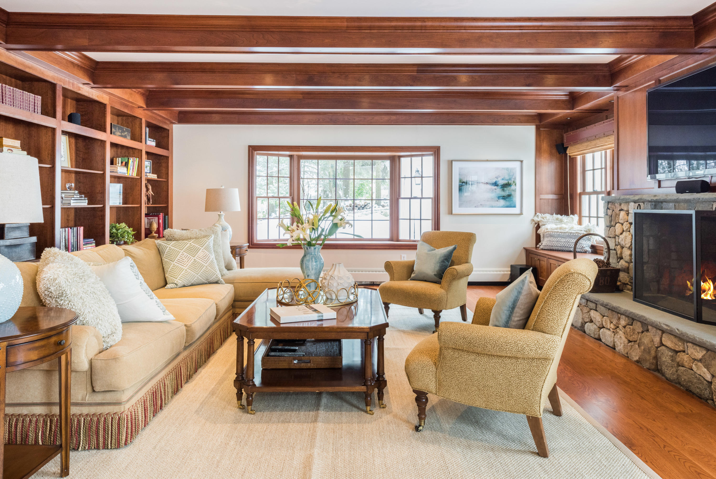 55 Maywood Road Darien, CT 06820 - Photo 9 of 23 a living room with furniture and a potted plant