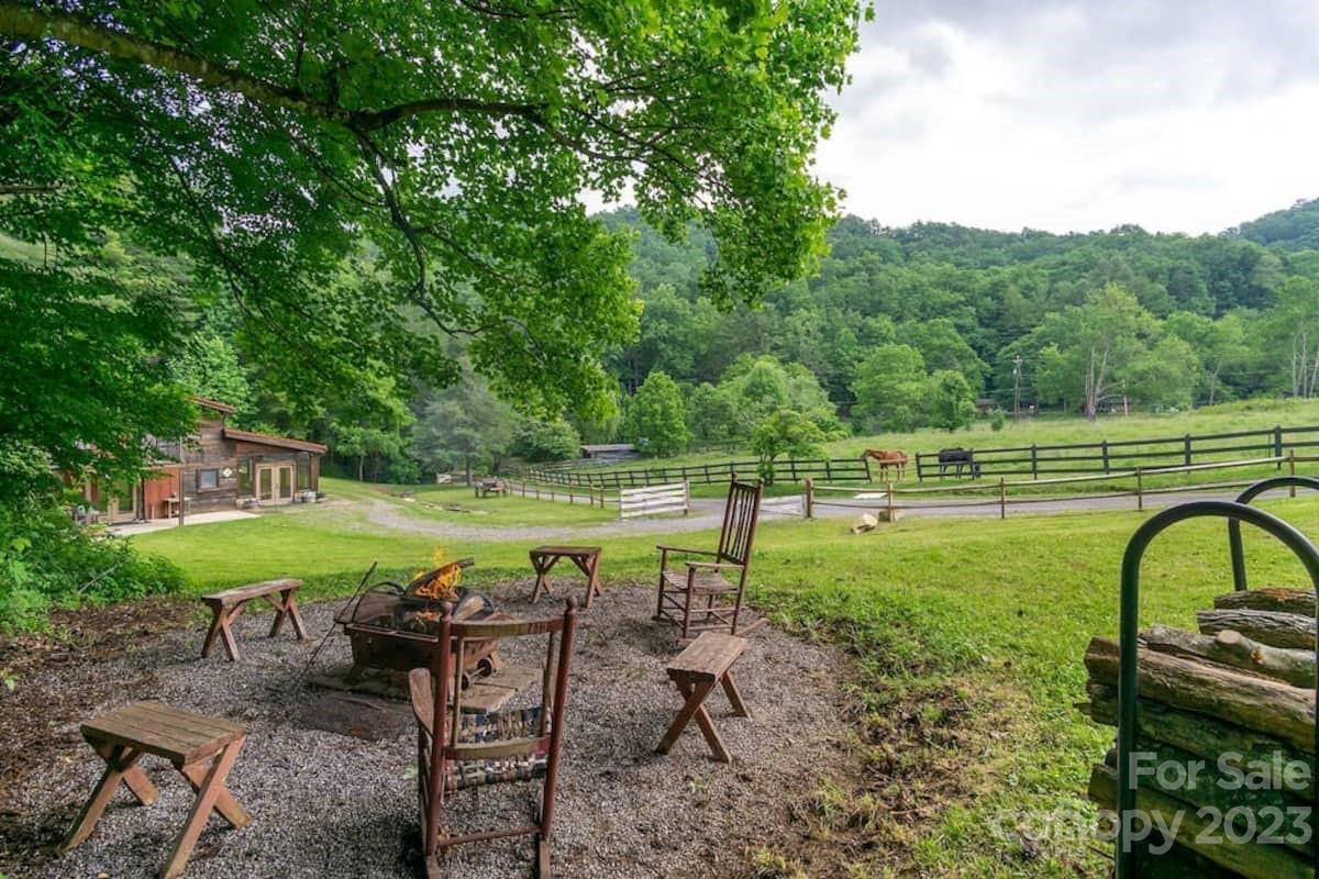72 Scotchmans Road Waynesville, NC 28786 - Photo 9 of 46 a view of a lake with a yard and a fountain