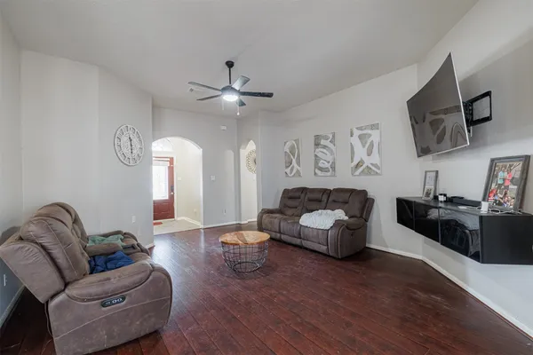 a living room with furniture
