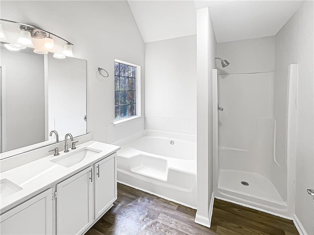 2867 Oakvale Falls Drive Decatur, GA 30034 - Photo 19 of 26 a bathroom with a tub a sink and mirrors
