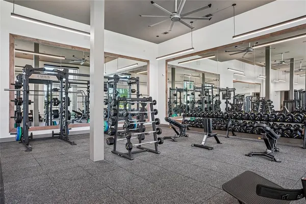 a view of a room with gym equipment