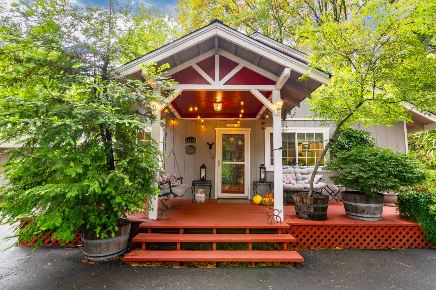 a front view of a house with a yard
