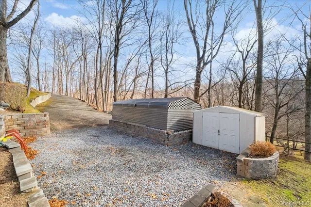 a view of a yard covered with snow