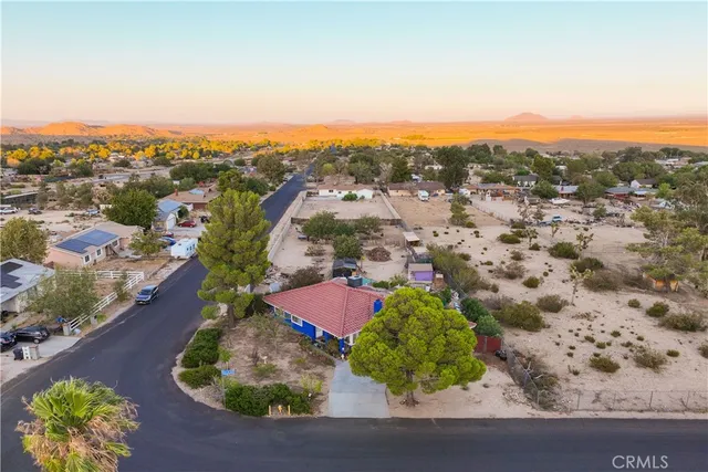 a street view with residential house and trees