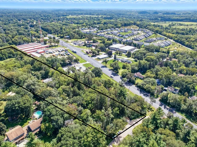 an aerial view of multiple house