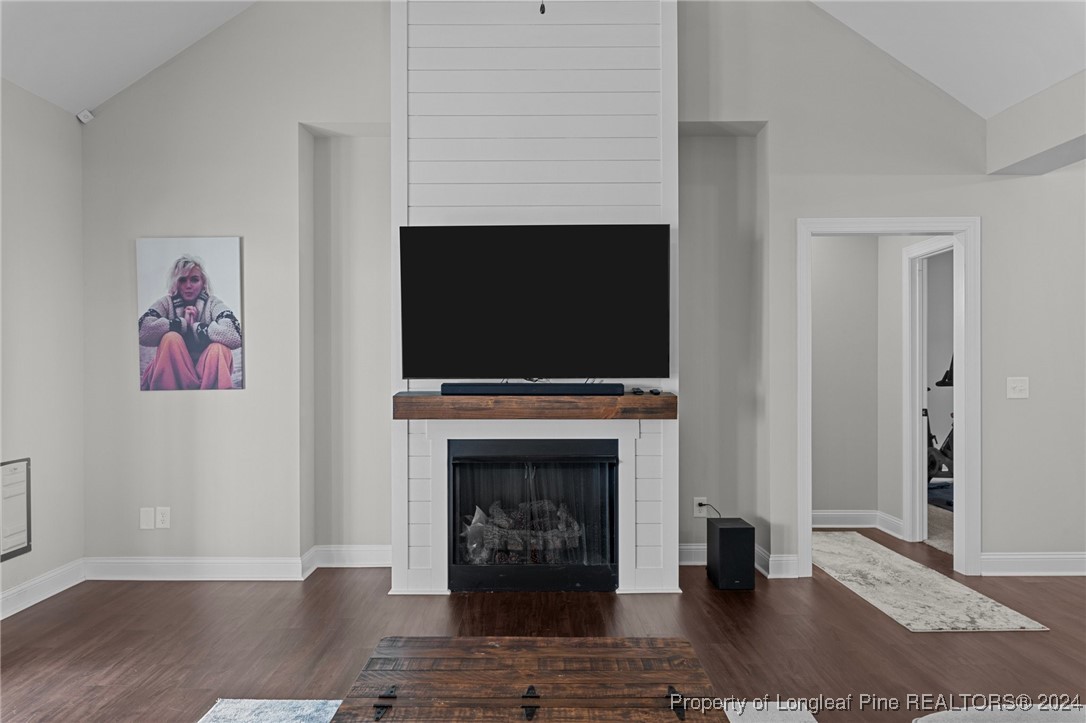 129 Williams Road Southern Pines, NC 28387 - Photo 6 of 26 a living room with a fireplace and a flat screen tv