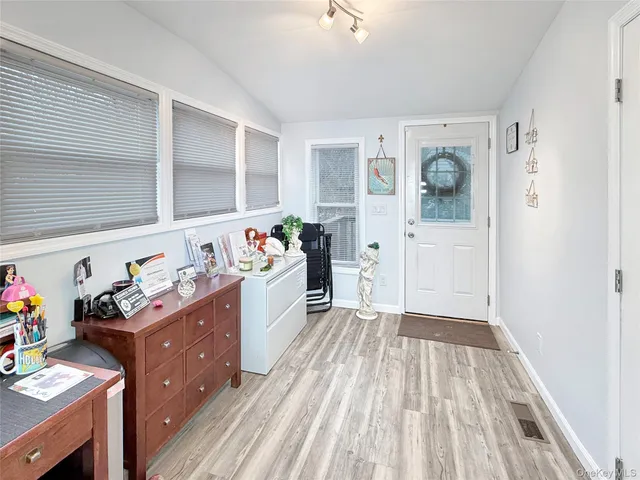 a view of an empty walk in closet